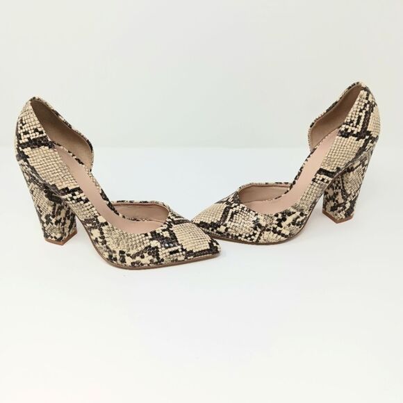 ALDO Women’s Faux Snakeskin Block Heel Pumps Size 5 Bold Neutral - Picture 2 of 7